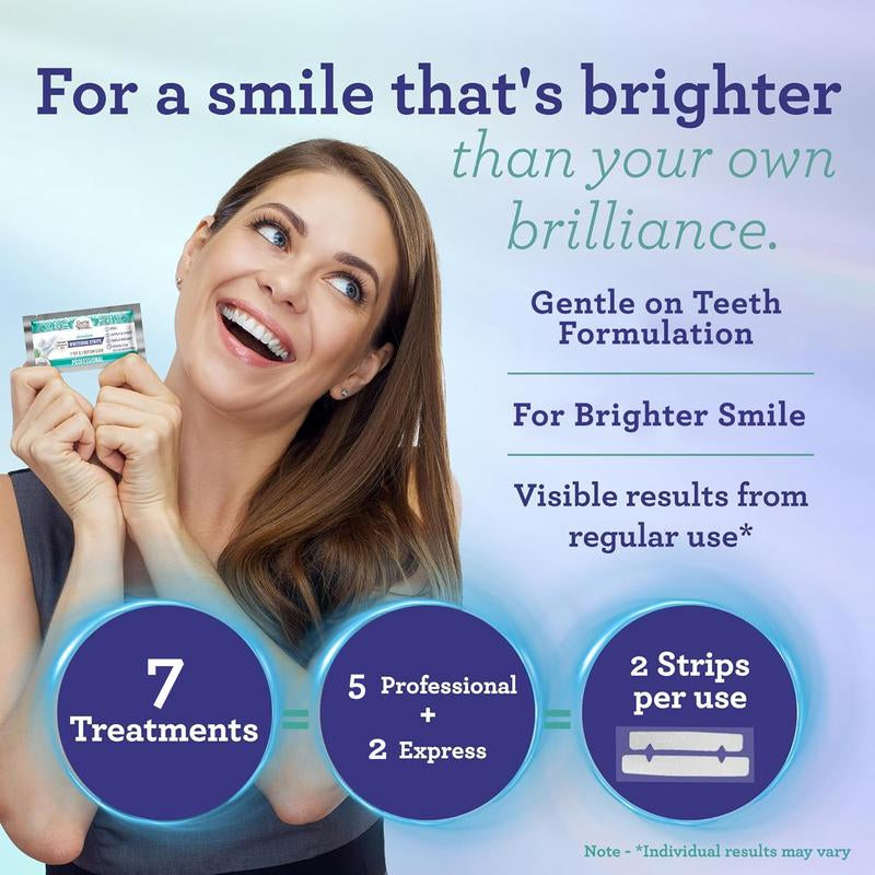 Gurunanda Whitening Strips, 7-Day Treatment (7 Packets - 2 Strips per Pack)- Enamel-Safe Strips for Sensitive Teeth - Non-Slip, Dry Strip Technology